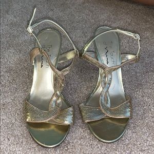 Gold sequin shoes